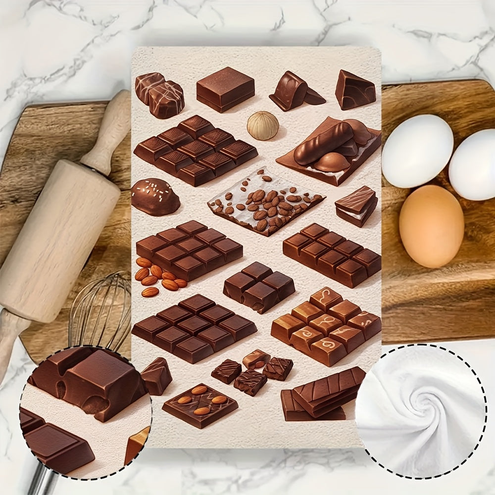 Set of 2 Ultra Soft Kitchen Towels and Gourmet Chocolate Bars 16x24 Inches