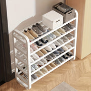 White Plastic Shoe Rack 5-Tier Narrow Space-Saving Organizer for Entryways and Dorms