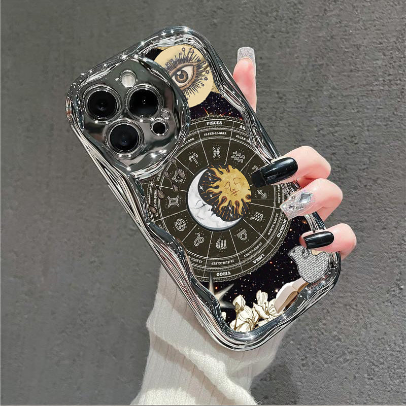Celestial Zodiac Electroplated Cream Phone Case for iPhone Shock-Resistant and Fashionable