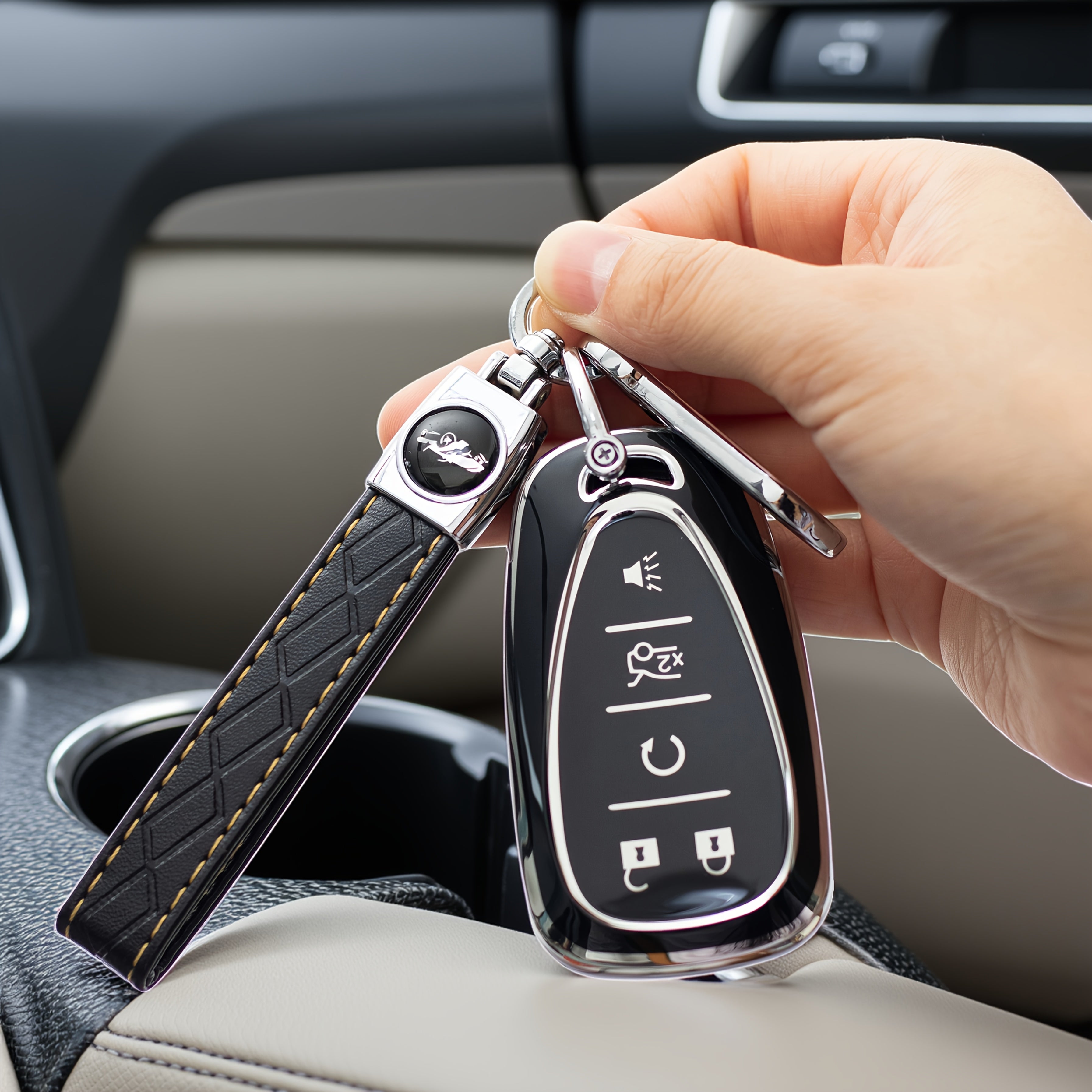 Uniseks charm qo‘llari uchun charm avtomobil kaliti qopqog‘i, chizishga qarshi himoya qopqog‘i
