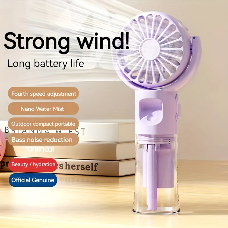 Rechargeable Handheld Spray Fan and Facial Steamer for Travel and Outdoor Use
