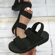 Women's Flat Sandals Braided Thick Sole Elastic Strap Casual Beach Carrying