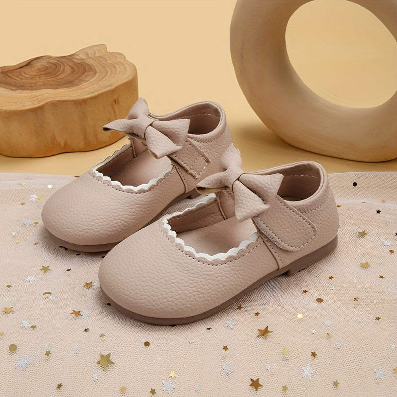 Girls Flat Shoes with Bowknot PU Low Top Casual All-Season