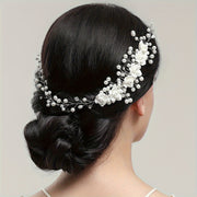 Faux Pearl Headband for Brides with Rose Detailing Wedding Hair Accessory