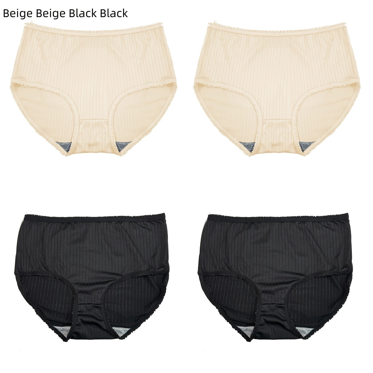 Set of 4 Women's High Waist Breathable Cotton-Polyester Underwear
