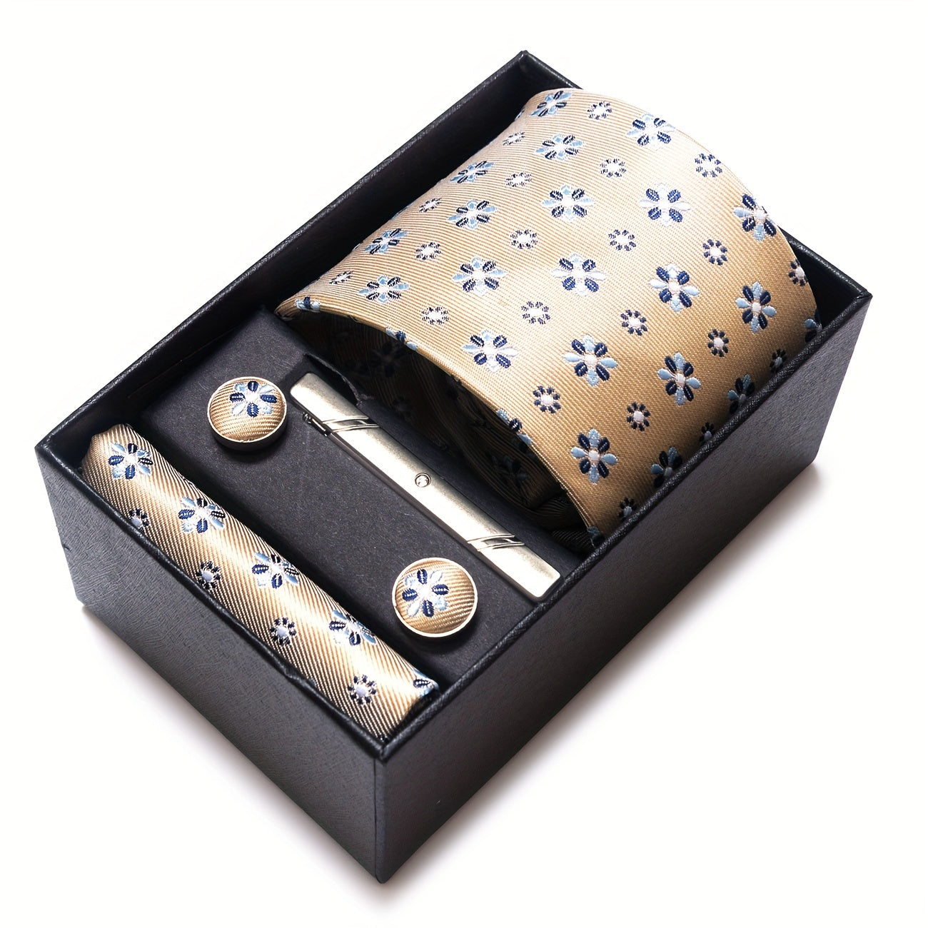 Men's Gift Set Tie Pocket Square Cufflinks Tie Clip Holiday Wedding
