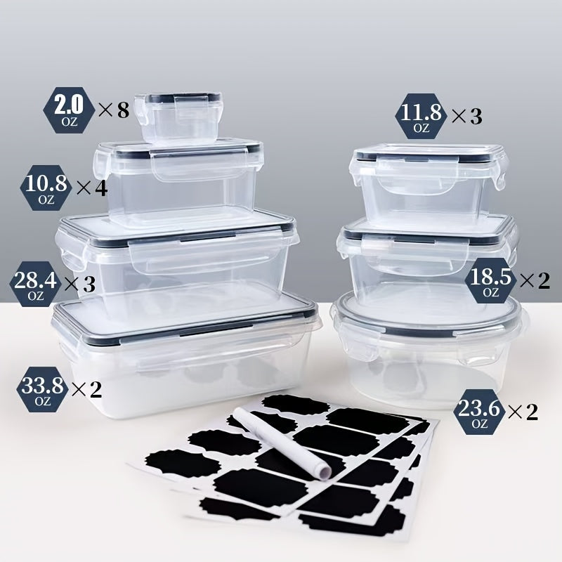 24-Piece Microwave Safe Kitchen Storage Container Set Leakproof Shatterproof Plastic Airtight Lids