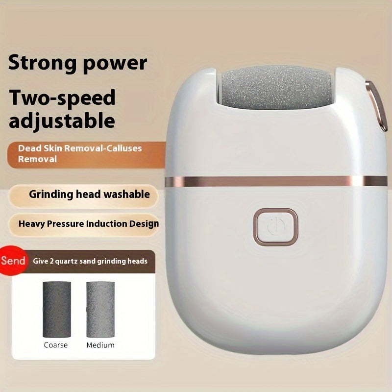 Rechargeable Electric Foot Grinder with 3 Replaceable Heads for Exfoliation and Dry Skin Care