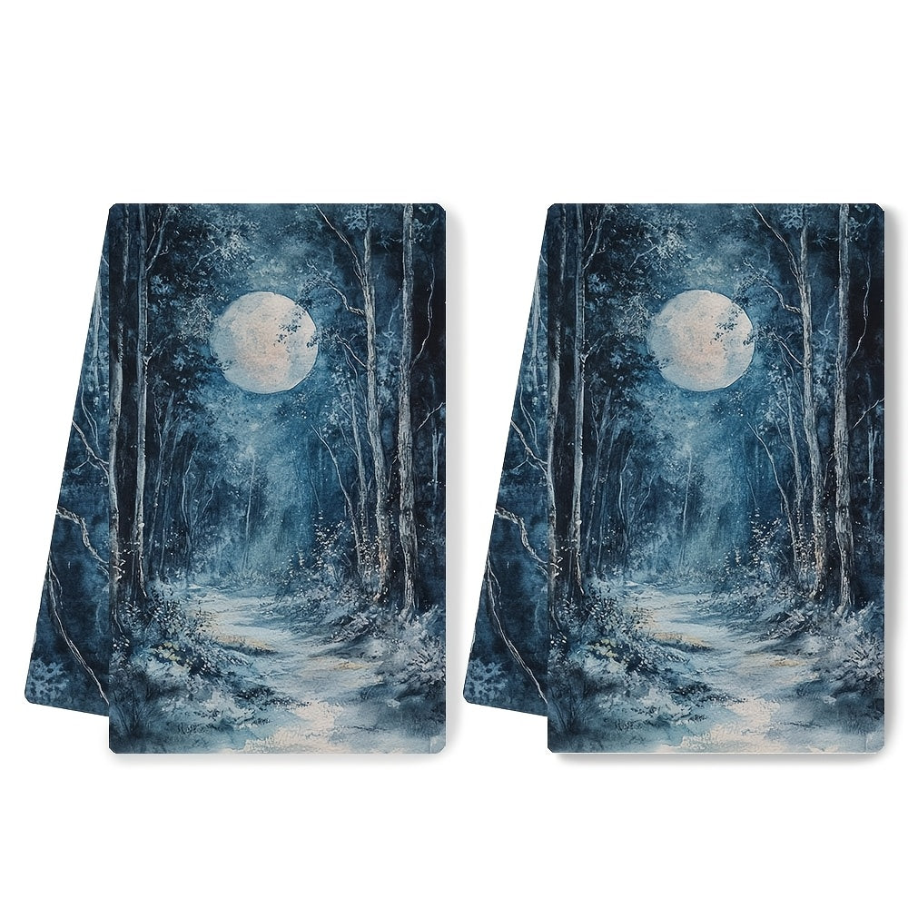 Moonlit Grove Kitchen Towels Set of 2 Ultra Soft Absorbent 40x60 cm