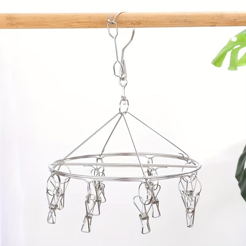 Large Capacity Metal Socks Hanger with Rotating Hook Durable Clothes Drying Rack for Bathroom Bedroom Closet