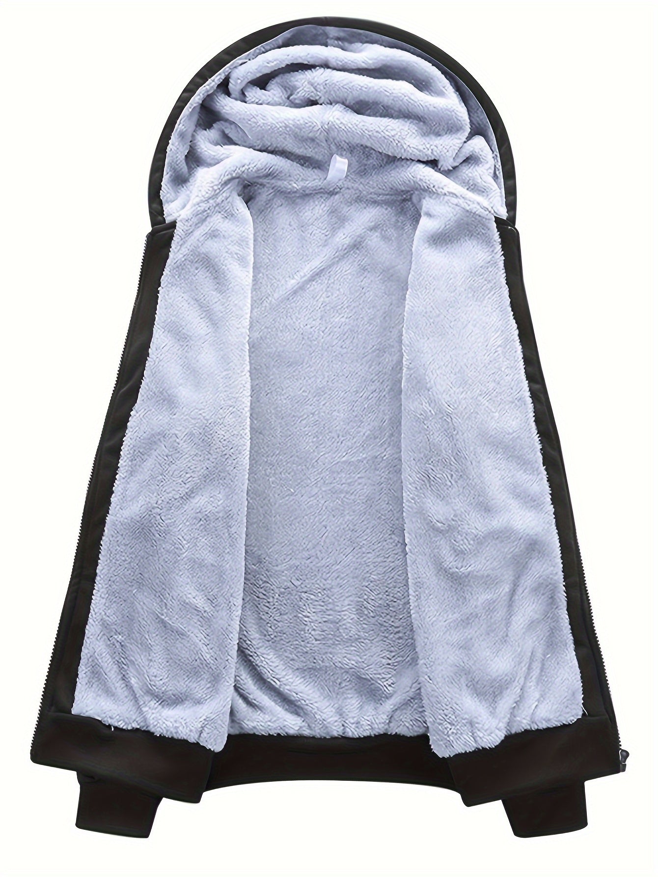 Men's Winter Fleece-Lined Hooded Jacket and Joggers Set Polyester Casual Warm Athletic