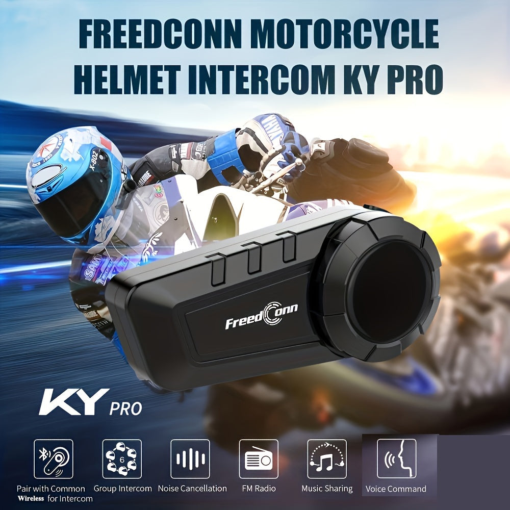 Motorcycle Intercom Headset for 6 Riders Noise Control Voice Command Walkie Talkie Compatible
