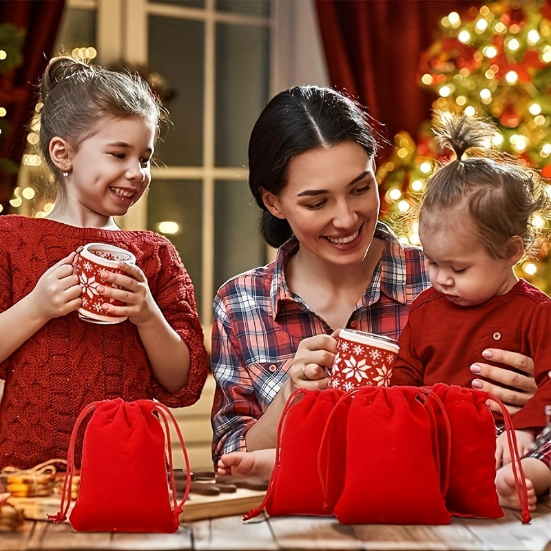 50pcs Red Velvet Drawstring Bags for Wedding Favors Party Gifts Nylon Durable 6.99x8.99cm 8.99x11.99cm