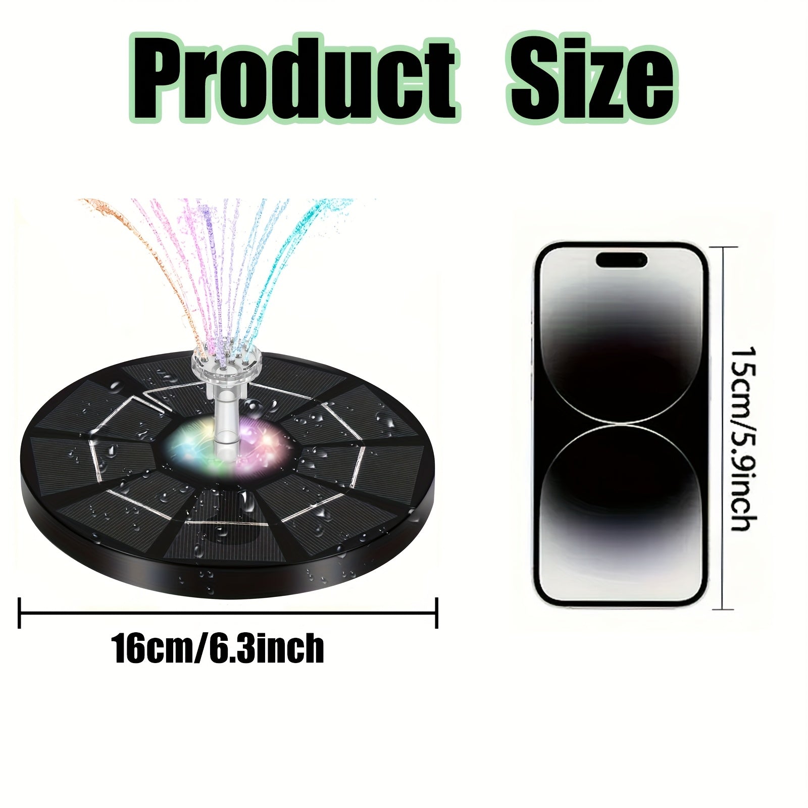 Portable Solar Fountain Pump with Lights for Bird Baths Ponds Garden