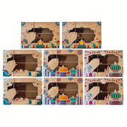 Eid Kraft Paper Gift Boxes with Islamic Designs and View Window for Ramadan Candy Packaging Set of 24