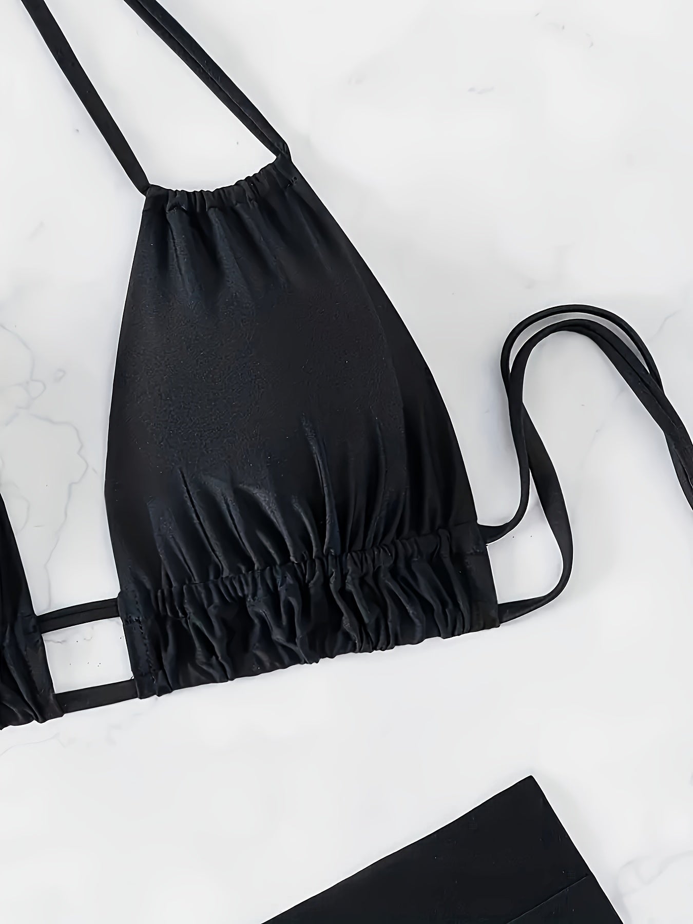 Women's Solid Color Lace-Up Bandage Bikini High Stretch Nylon Spandex Swimsuit