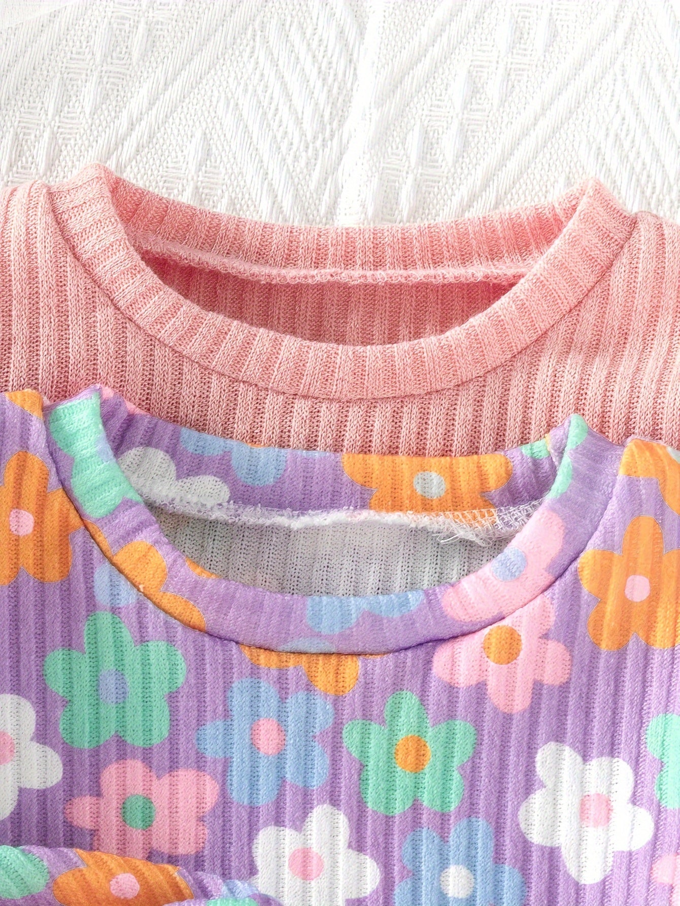 Girls Long Sleeve Peplum Top and Casual Pants Co-ords Set Floral Solid Spring Fall Outdoor Clothes