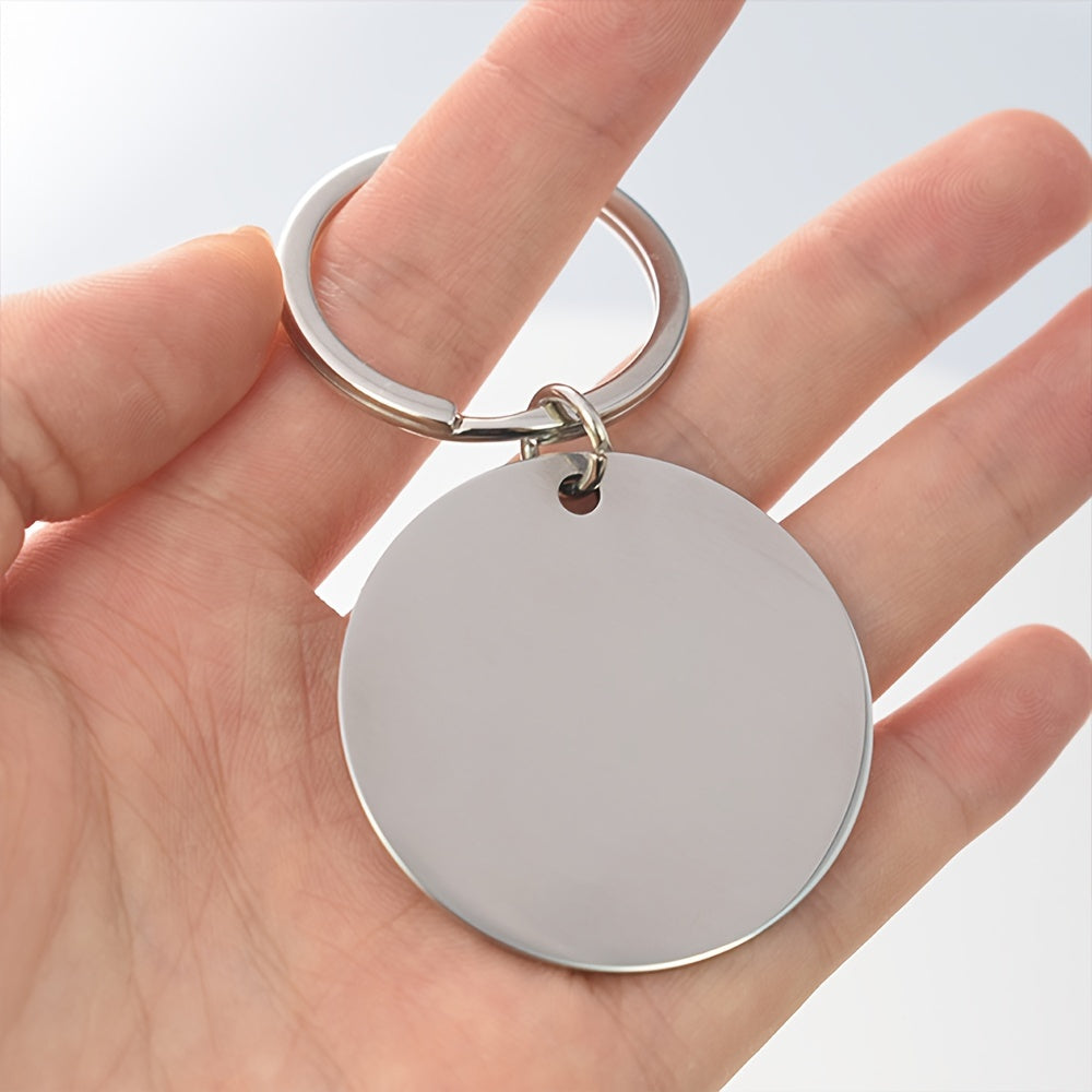 Set of 10 Double-Sided Stainless Steel Laser-Engraved Keychains with Dog Name and Info