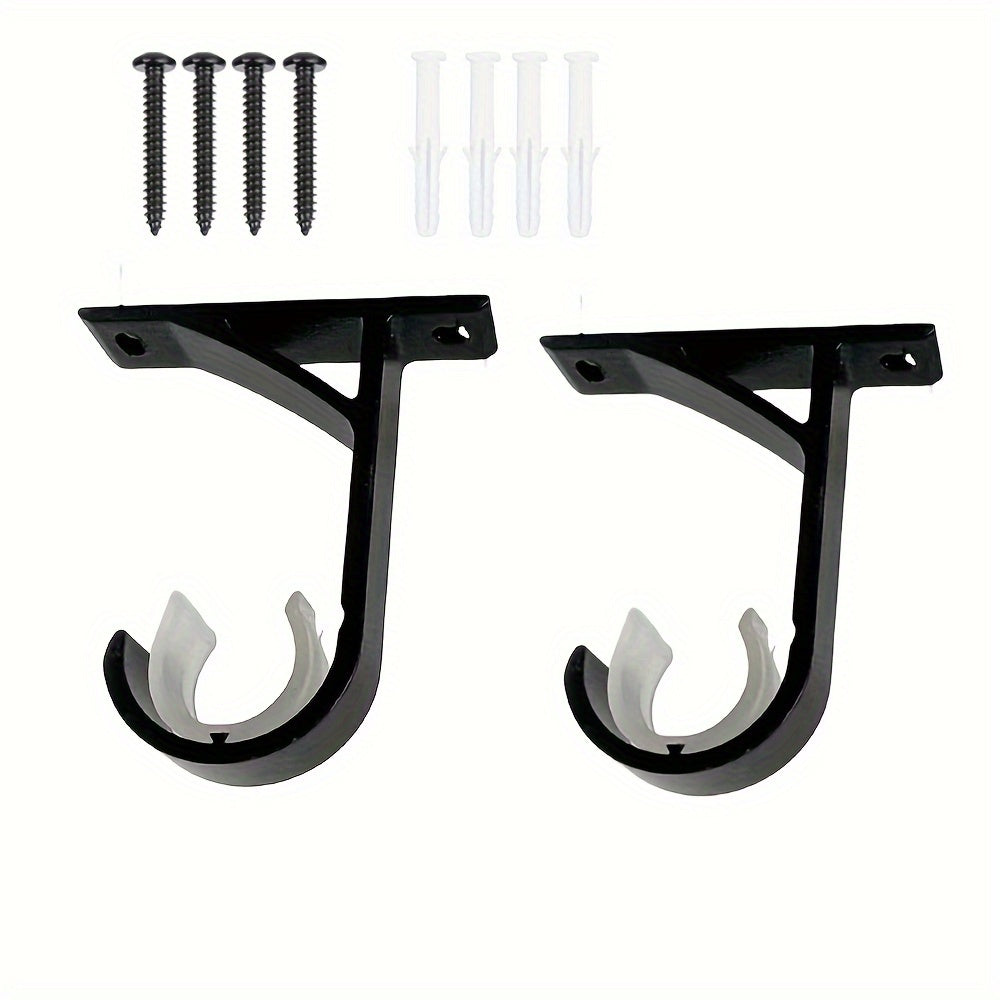 Two Pieces Metal Curtain Rod Brackets Thickening Shower Curtain Mounting Hardware