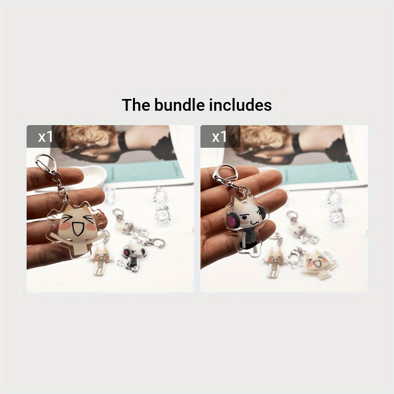 Llavero de acrílico Cartoon Cat para bolsos y joyería, pequeño colgante, regalo para fans