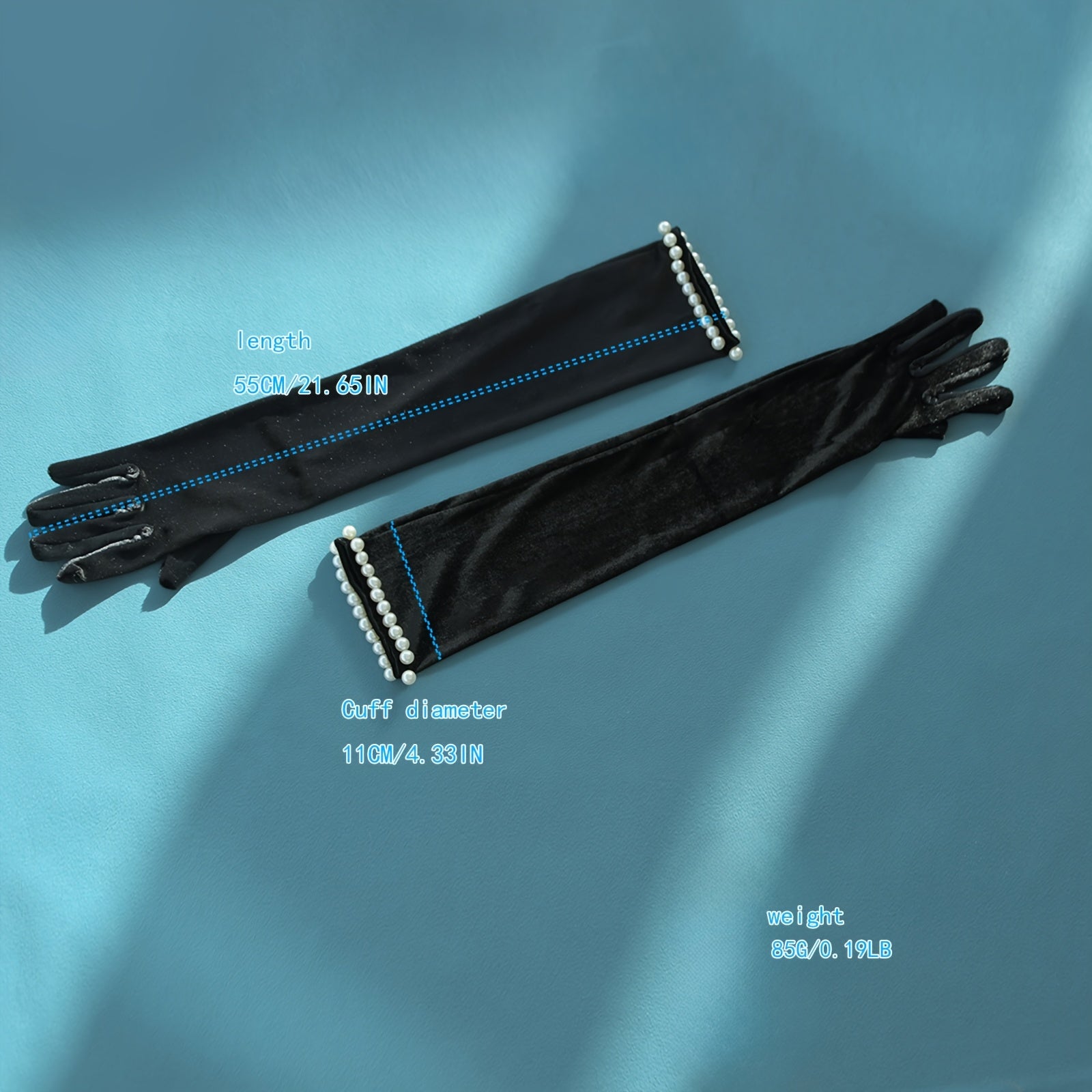 Black Long Fingerless Bridal Gloves with Pearl and Floral Embellishments for Weddings