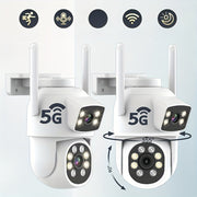 Dual Lens 4MP Security Cameras with PTZ Two-Way Audio WiFi Cloud Storage for Home Outdoor Monitoring