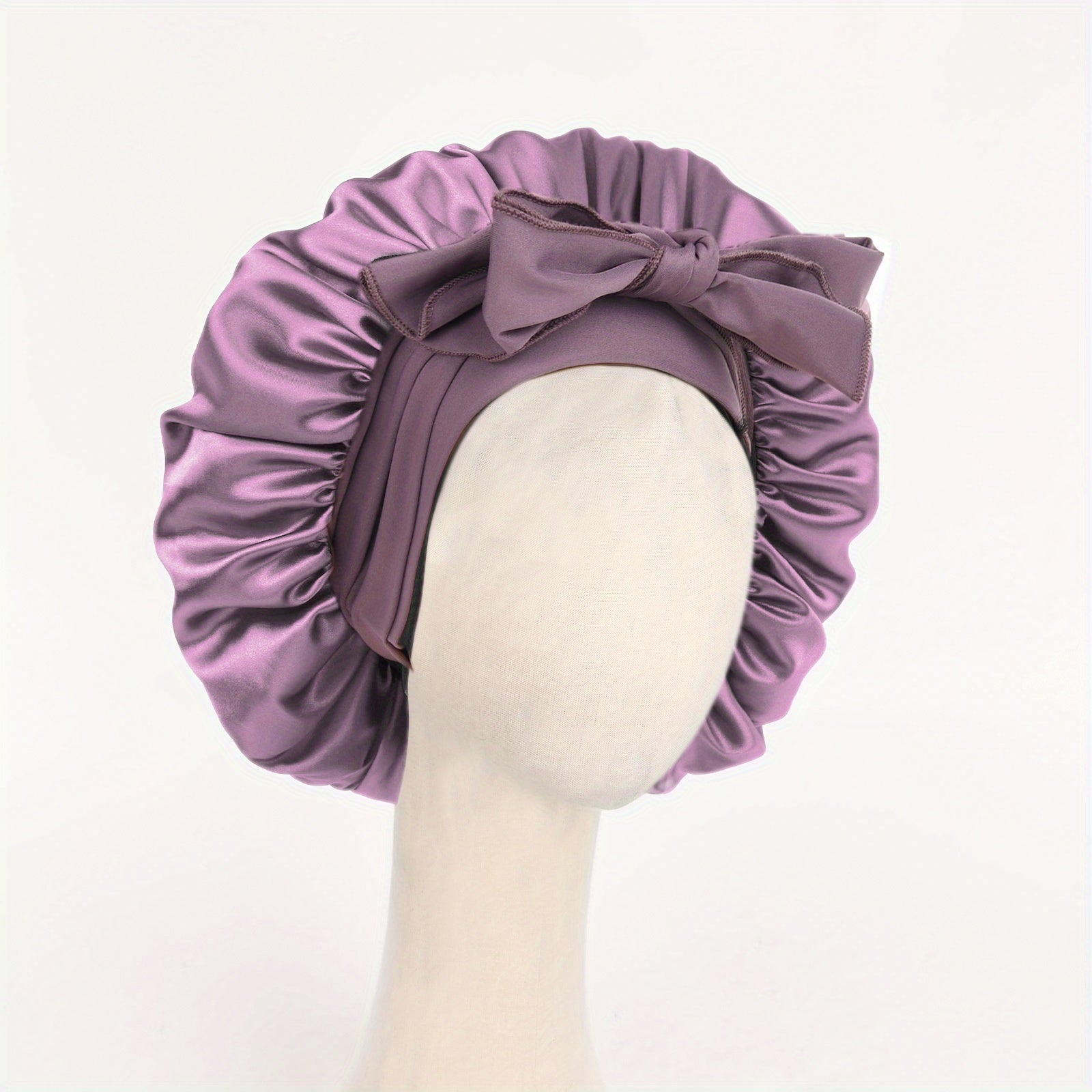 Silk Sleep Cap Satin Bonnet Adjustable Headwear with Tie Band for Women Men