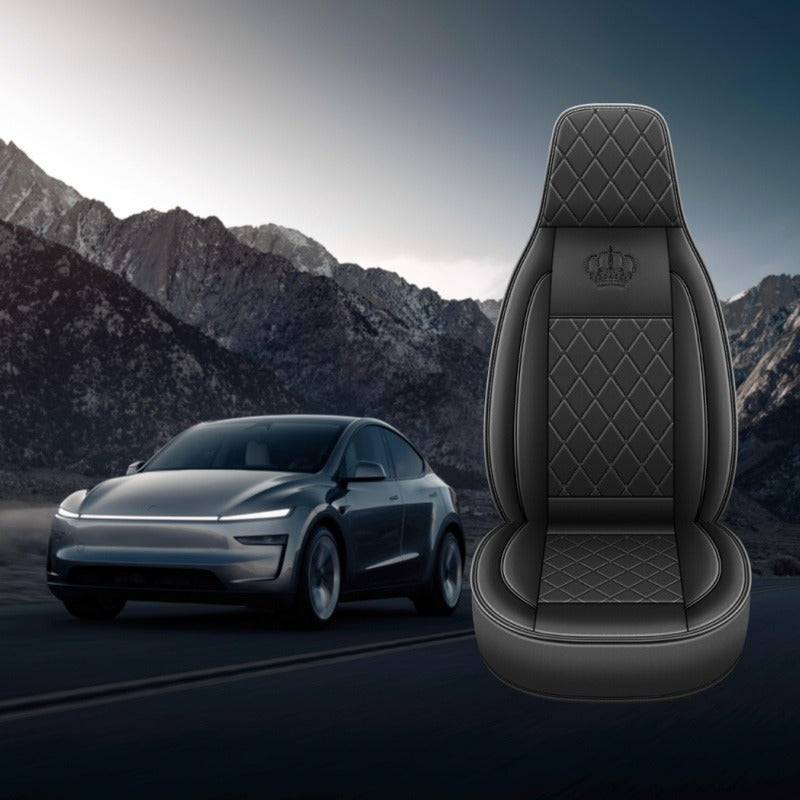 Universal qora va oq PU charm bilan avtomobil o‘rindigi qoplamasi old o‘rindiq uchun