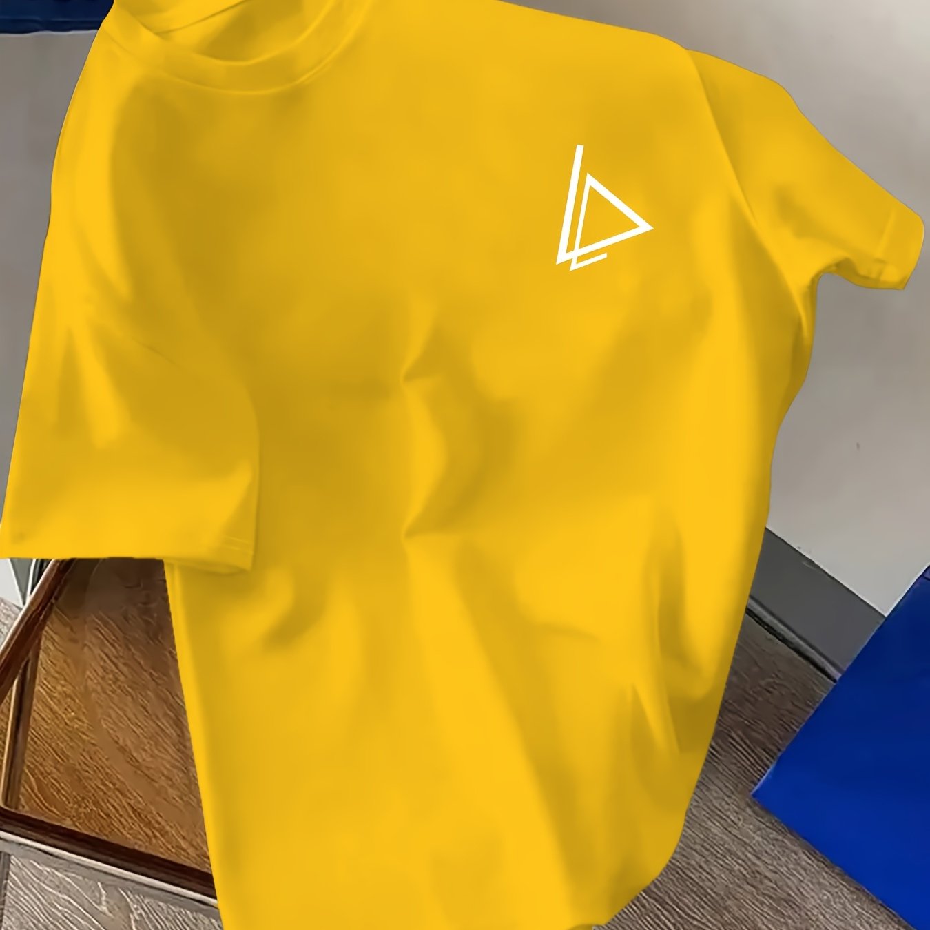 Unisex Navy Blue Heartbeat Print T-Shirt Summer Casual Crew Neck Polyester Elastane