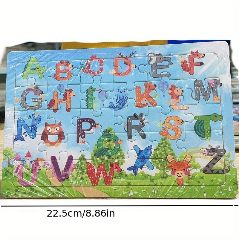 30-Piece Wooden Dinosaur Puzzle for Kids Educational Toy with Colorful Map