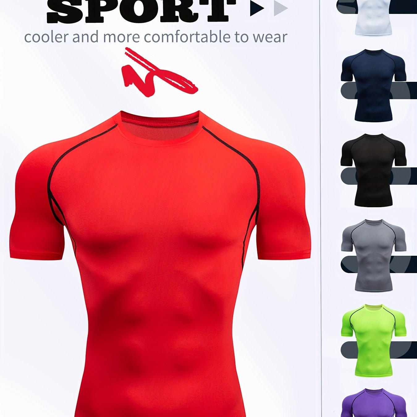 Camiseta de manga corta para hombre que absorbe la humedad y modela el cuerpo para primavera y verano