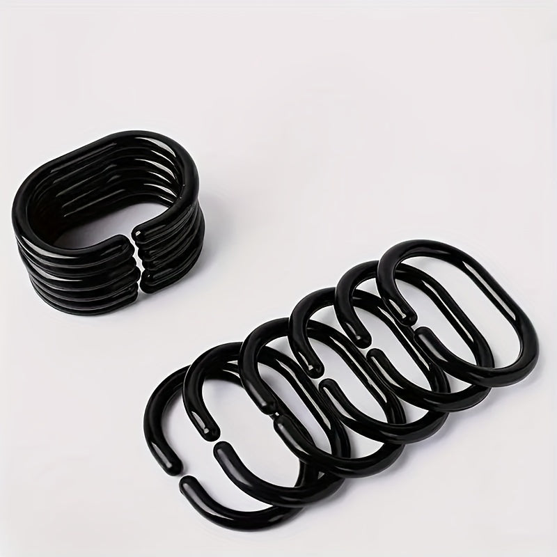 12 Premium Plastic O-Shaped Shower Curtain Rings for Bathroom Use