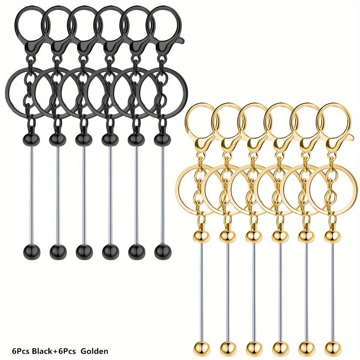 Golden Pearl Keychain Rods Set for DIY Crafts Pendant Hanging Chain for Men and Women