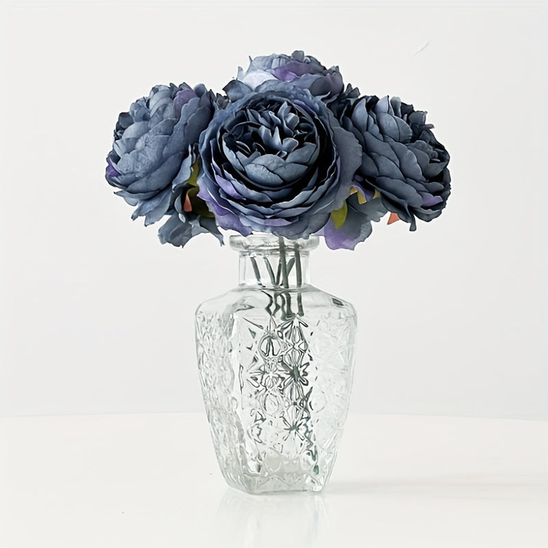 6 ярких стеблей искусственных пионов персикового и красного градиента, диаметр 7,98 см - идеально подходит для DIY свадебного декора, украшения тортов и центральных композиций для дома.