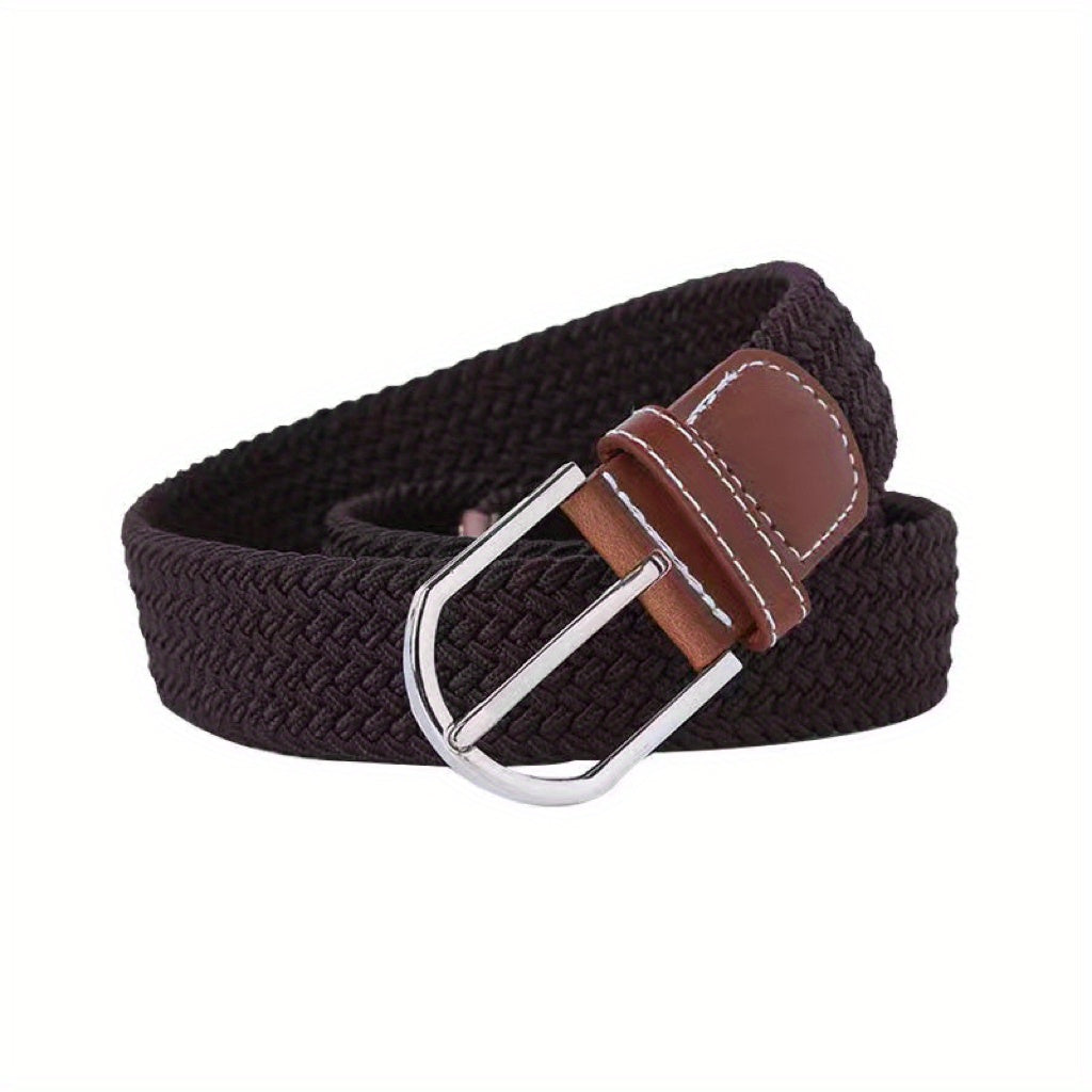 Cinturón de lona elástica unisex con hebilla de pasador para vaqueros, ropa casual y deportiva