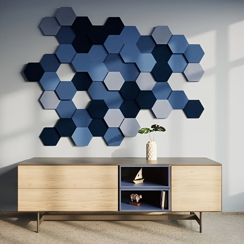 Paneles acústicos autoadhesivos de diseño hexagonal 30.48cm x 25.4cm baldosas absorbentes de ruido