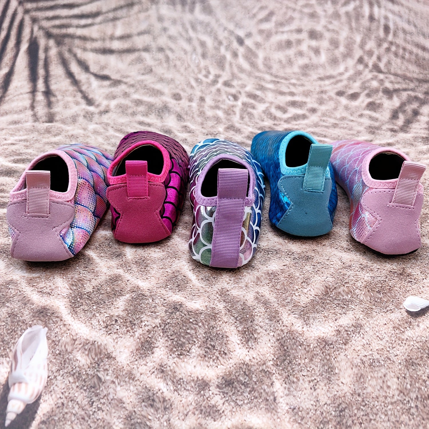 Girls' Mermaid Scale Aqua Socks Slip-On Water Shoes for Beach Pool Outdoor Activities