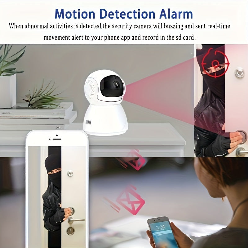 1080P HD Indoor Security Camera with Night Vision Auto-Tracking 355° View Wi-Fi Motion Detection