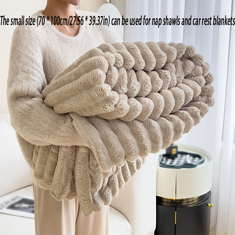 Chal de imitación de piel de conejo blanco suave y cálido para todas las estaciones