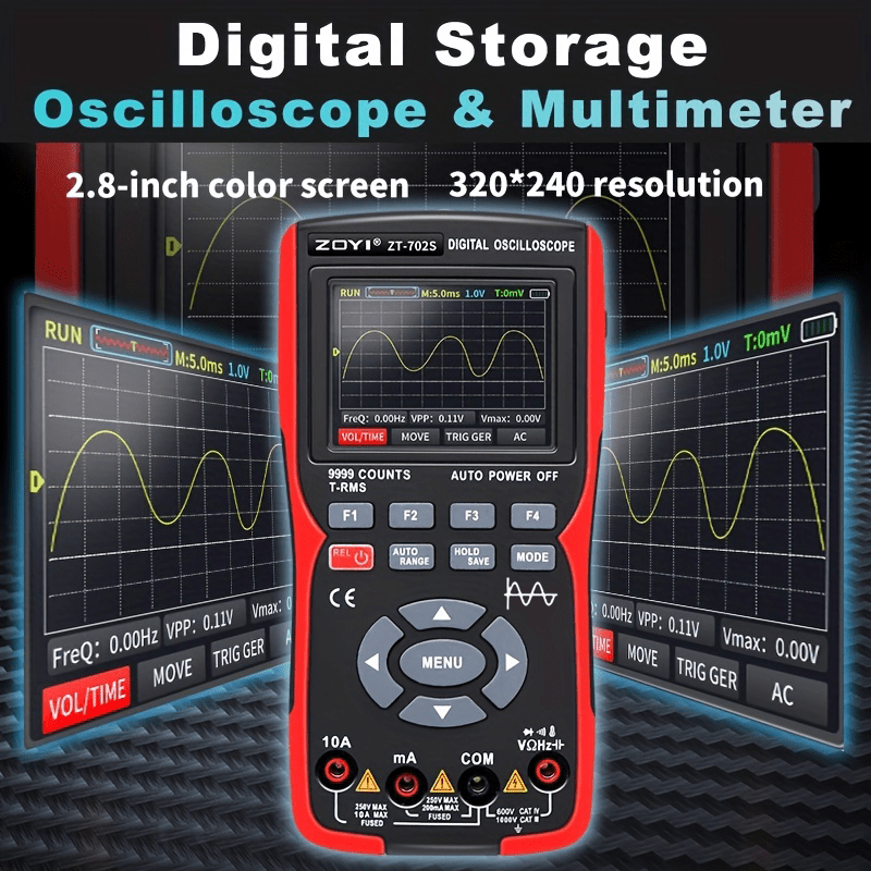 Digital Oscilloscope and Multimeter Combo 10MHz True RMS High-Speed 48m/S