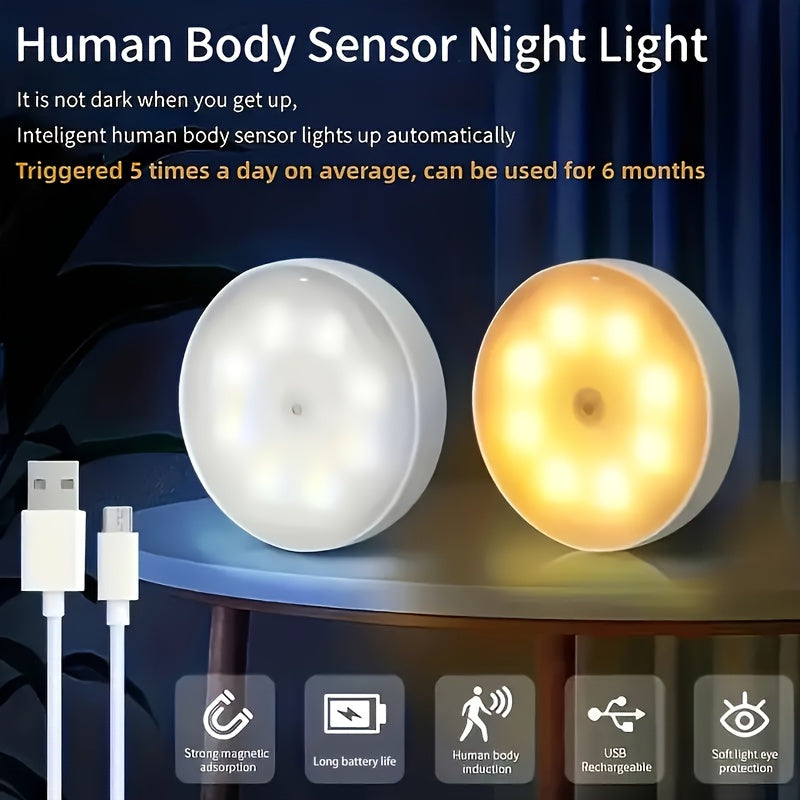 3-Pack Rechargeable Motion Sensor Night Lights Indoor Outdoor Wireless Detachable