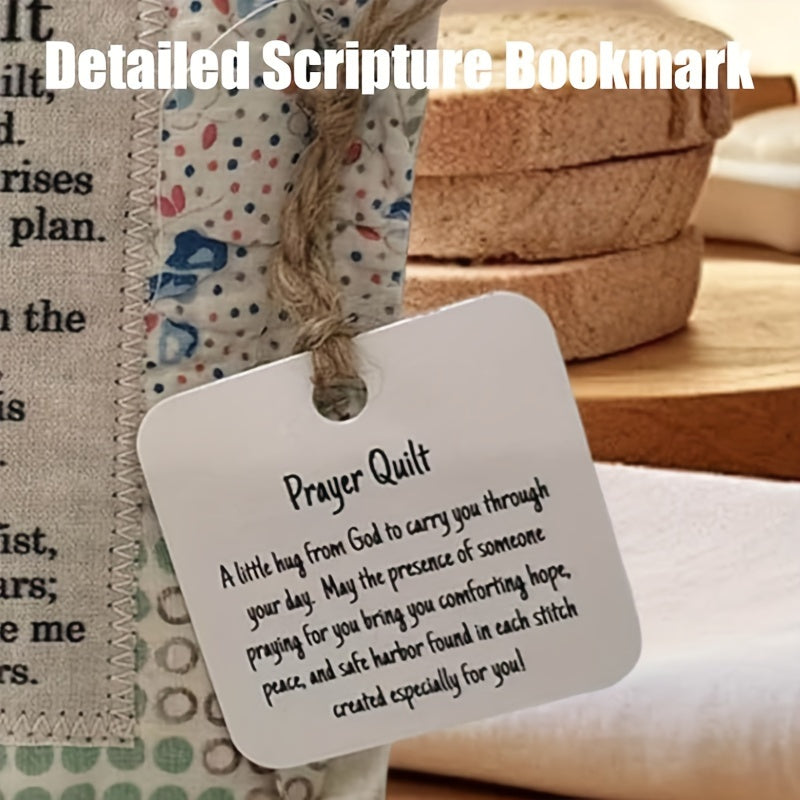 Mini Prayer Quilt with Cross Portable Scripture Blanket for Christmas Gift