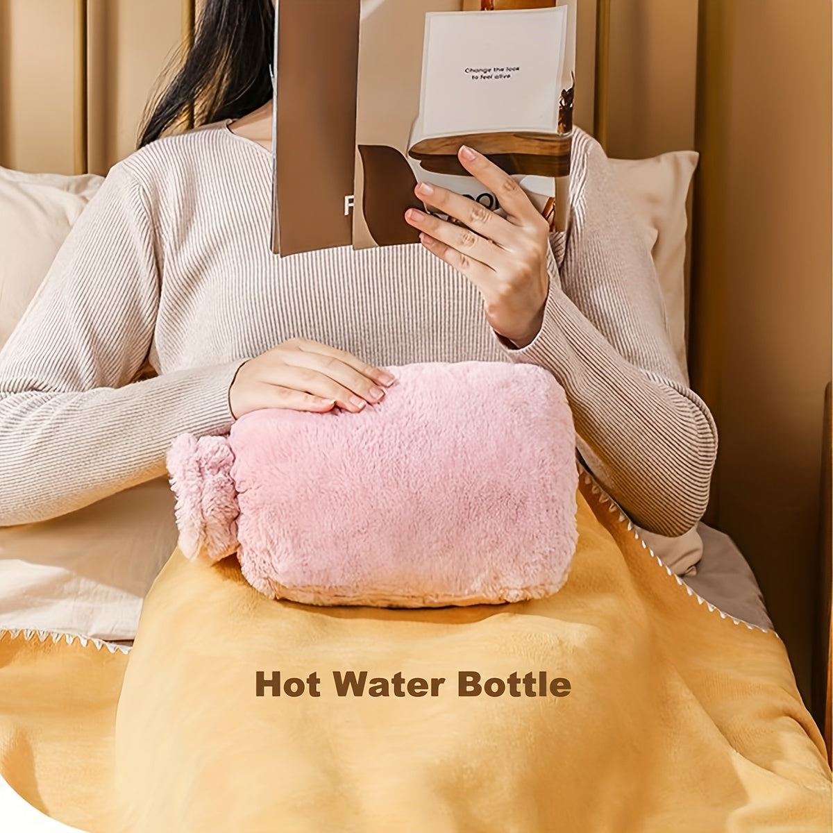 Large 1000ml Hot Water Bottle with Fleece Cover for Cozy Warmth