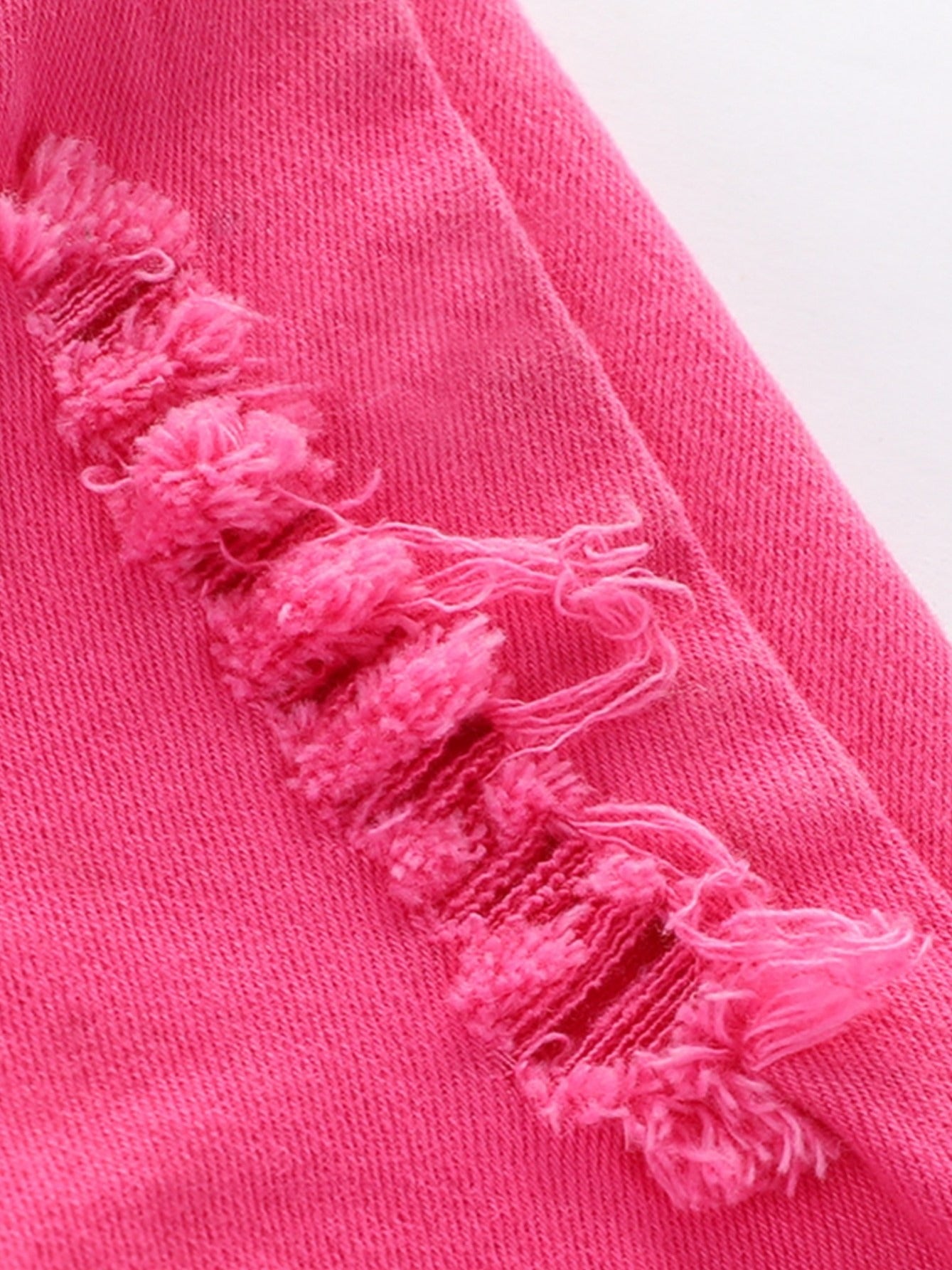 Детские девочки Розовые красные рваные расклешённые джинсы длинной длины хлопок полиэстер весна осень