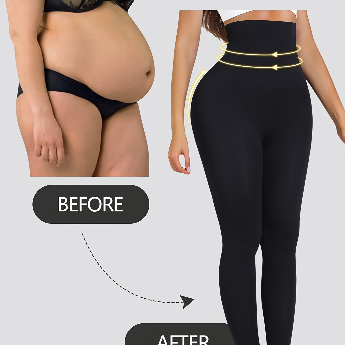 Black High-Waist Tummy Control Leggings with Stretch and Butt-Lifting for Workout and Casual Wear