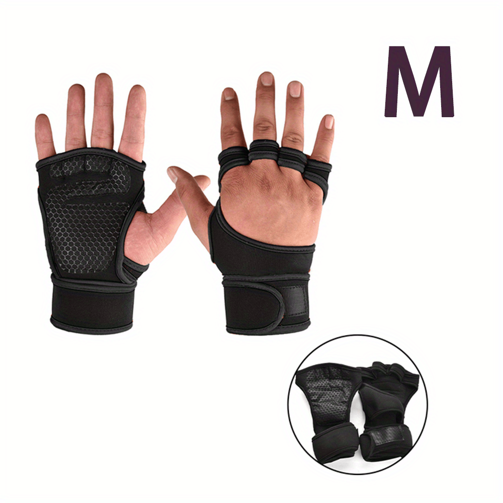 Half Finger Gym Gloves with Adjustable Wrist Support for Weightlifting and Pull-Ups