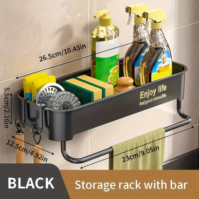 Kitchen Sink Organizer Plastic Caddy for Dish Cloths and Sponges Adhesive No-Drill Holder
