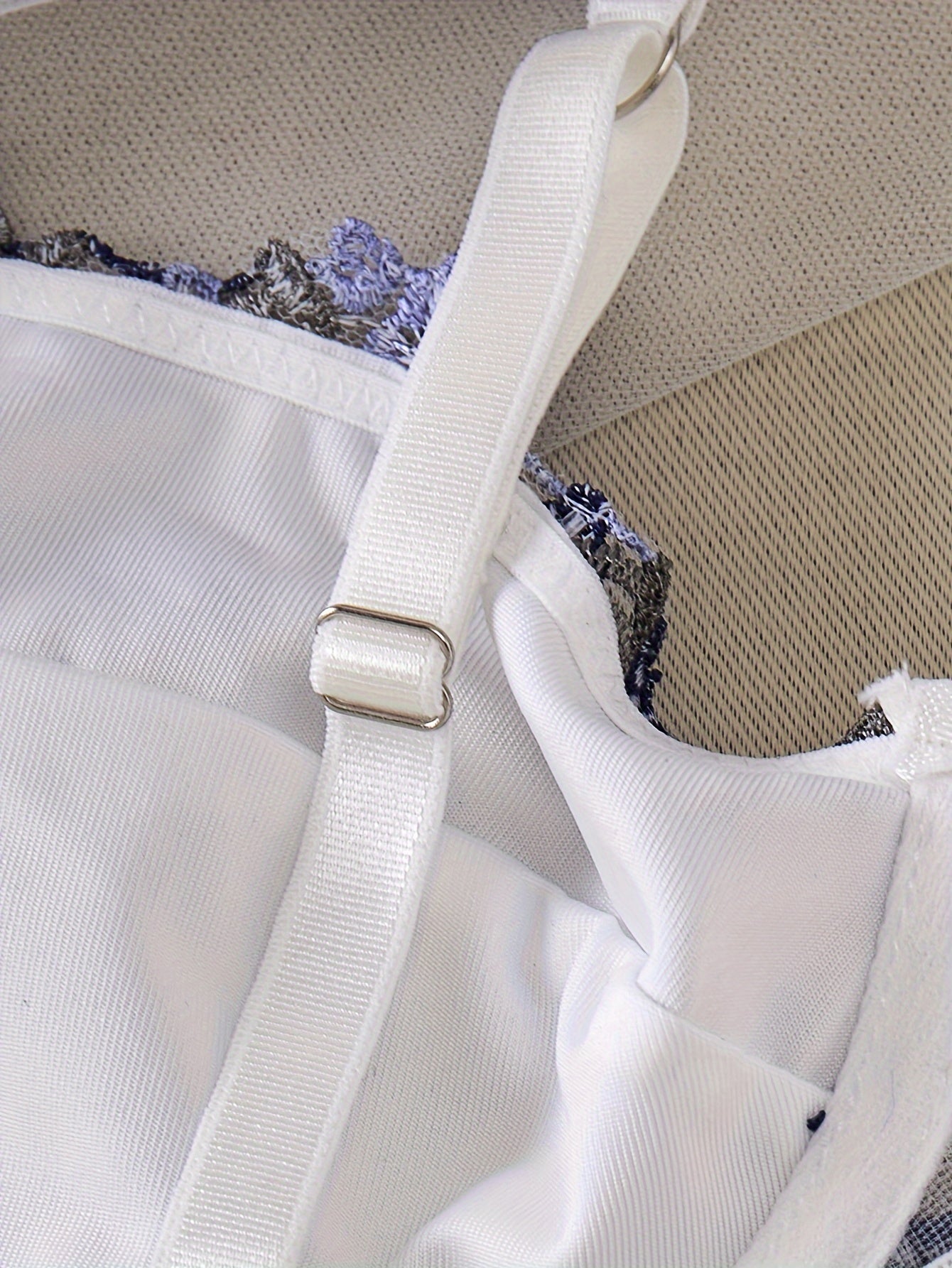 Women's Floral Embroidered Cami Bra and Panties Set Elegant Lingerie