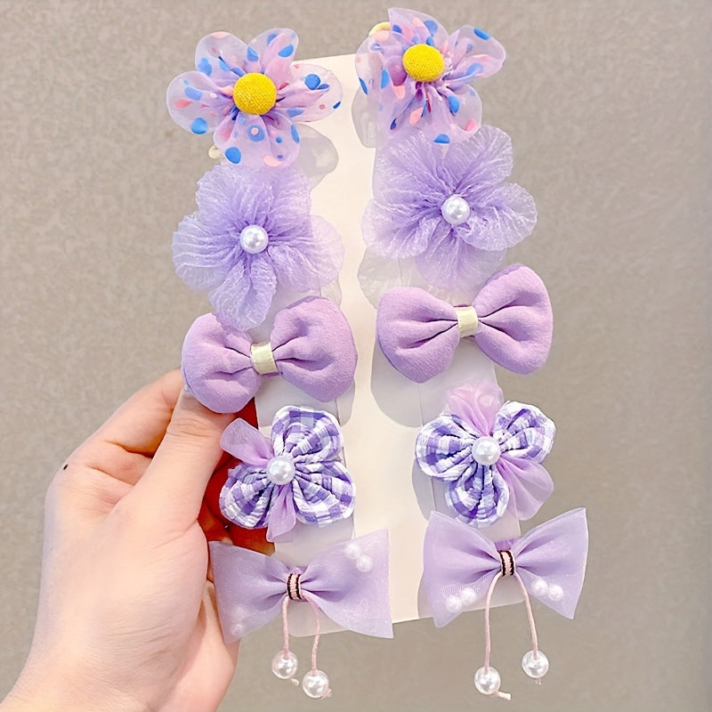 Girls Flower Hair Clips Set 10 Cute Lace Hair Accessories for Summer Outings