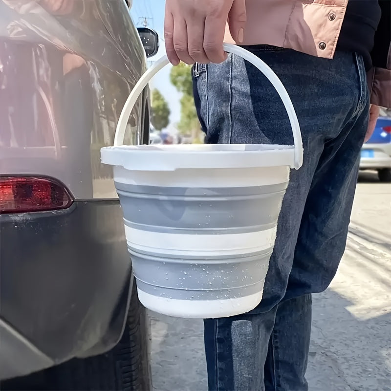 Cubo de lavado de coches plegable multiusos con asas, que ahorra espacio, 10L